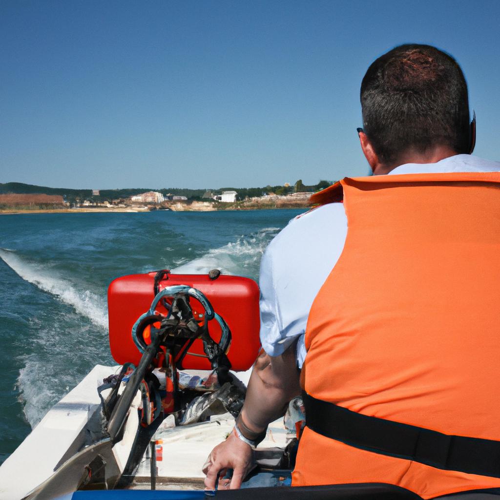 Person operating a self-drive boat